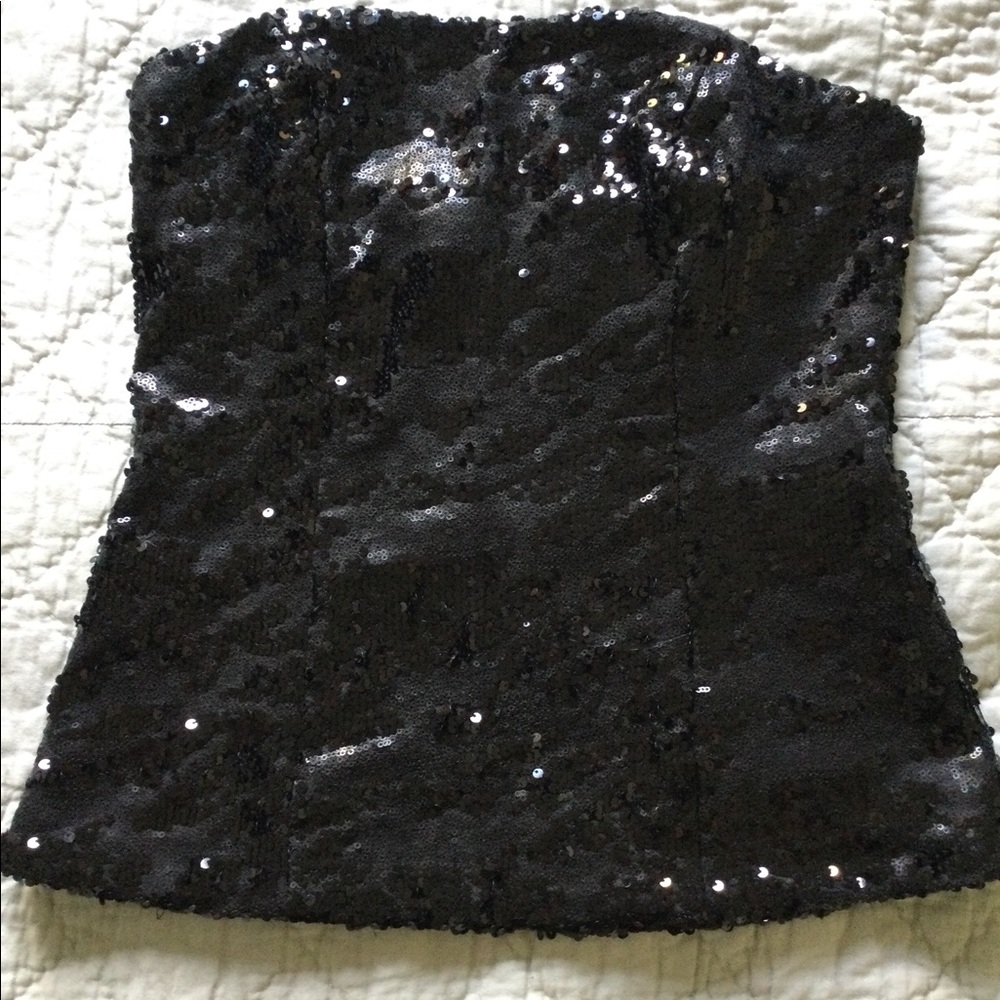 Guess strapless sequin zipper top size M
